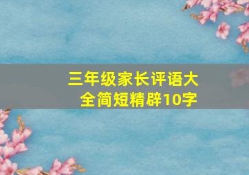 三年级家长评语大全简短精辟10字