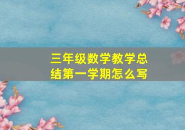 三年级数学教学总结第一学期怎么写