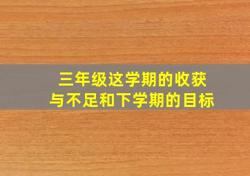 三年级这学期的收获与不足和下学期的目标