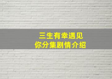 三生有幸遇见你分集剧情介绍