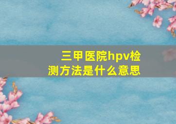 三甲医院hpv检测方法是什么意思