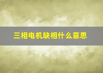 三相电机缺相什么意思