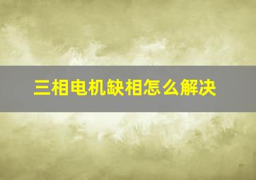 三相电机缺相怎么解决