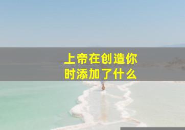 上帝在创造你时添加了什么