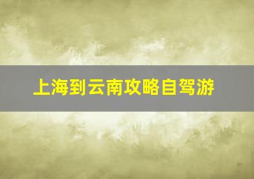 上海到云南攻略自驾游