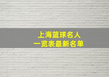 上海篮球名人一览表最新名单