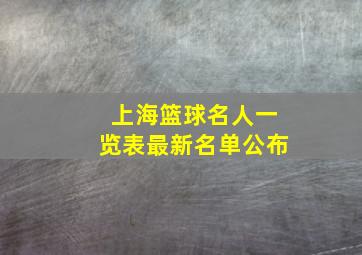 上海篮球名人一览表最新名单公布