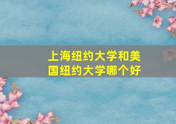 上海纽约大学和美国纽约大学哪个好