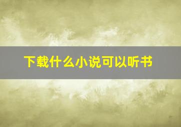 下载什么小说可以听书