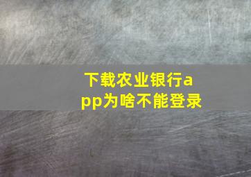 下载农业银行app为啥不能登录