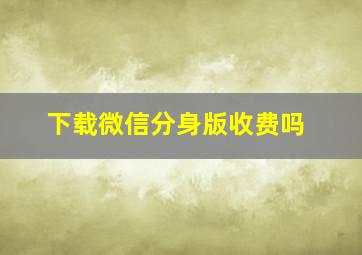 下载微信分身版收费吗