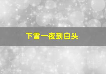 下雪一夜到白头