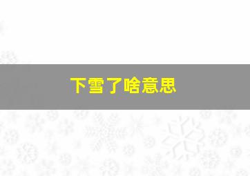 下雪了啥意思