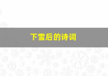 下雪后的诗词