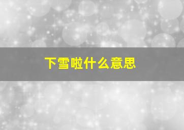 下雪啦什么意思