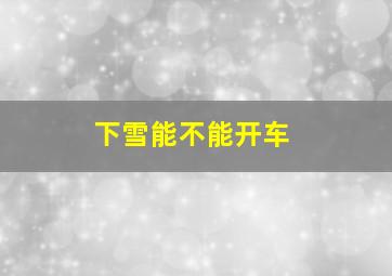 下雪能不能开车