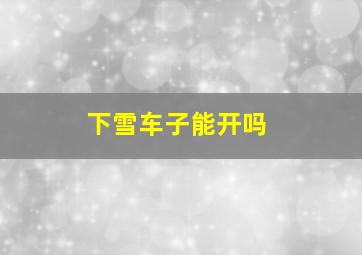 下雪车子能开吗