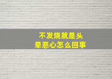 不发烧就是头晕恶心怎么回事