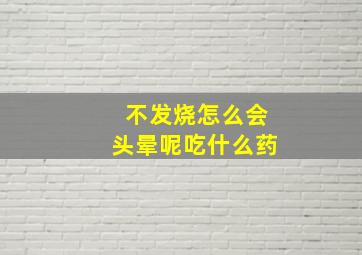 不发烧怎么会头晕呢吃什么药