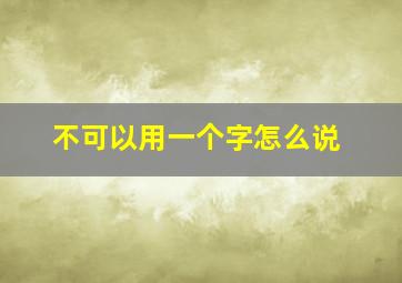 不可以用一个字怎么说