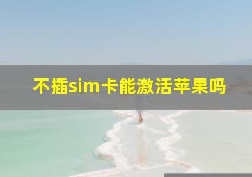 不插sim卡能激活苹果吗