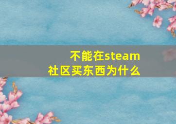 不能在steam社区买东西为什么