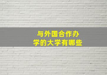 与外国合作办学的大学有哪些