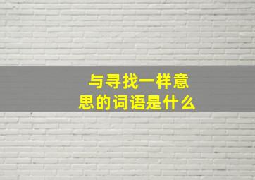 与寻找一样意思的词语是什么