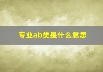 专业ab类是什么意思