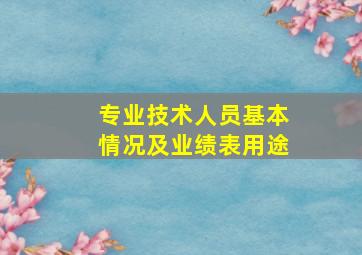 专业技术人员基本情况及业绩表用途