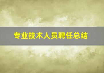 专业技术人员聘任总结