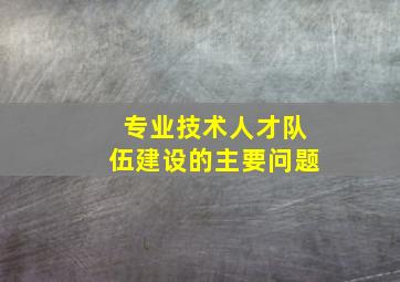 专业技术人才队伍建设的主要问题