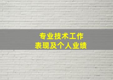 专业技术工作表现及个人业绩