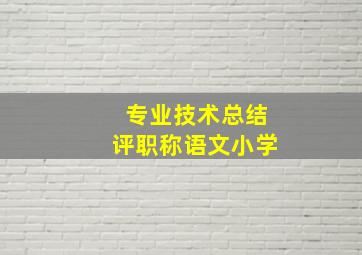 专业技术总结评职称语文小学