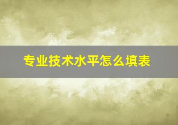 专业技术水平怎么填表