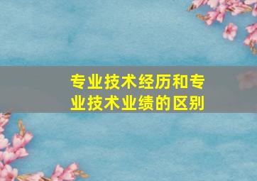 专业技术经历和专业技术业绩的区别