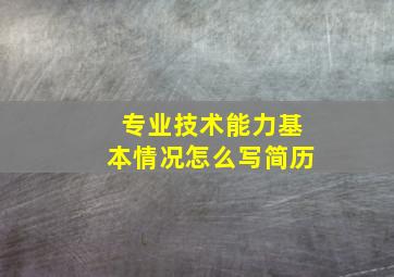 专业技术能力基本情况怎么写简历