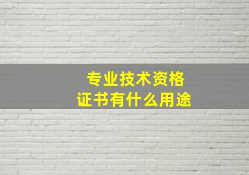 专业技术资格证书有什么用途