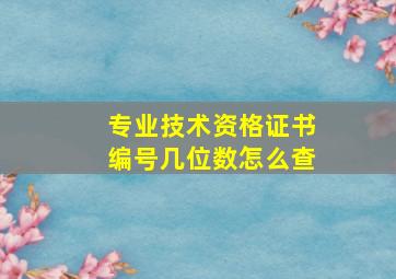 专业技术资格证书编号几位数怎么查