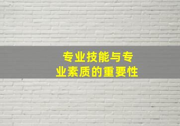 专业技能与专业素质的重要性