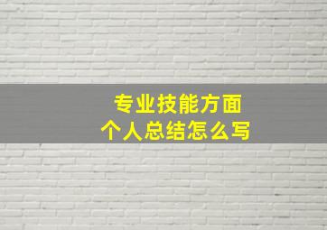 专业技能方面个人总结怎么写