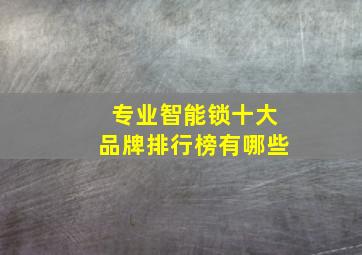 专业智能锁十大品牌排行榜有哪些