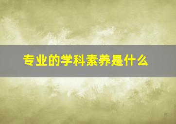 专业的学科素养是什么