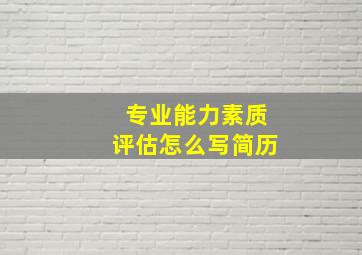 专业能力素质评估怎么写简历