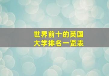 世界前十的英国大学排名一览表