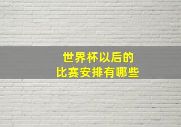 世界杯以后的比赛安排有哪些