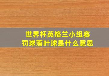 世界杯英格兰小组赛罚球落叶球是什么意思