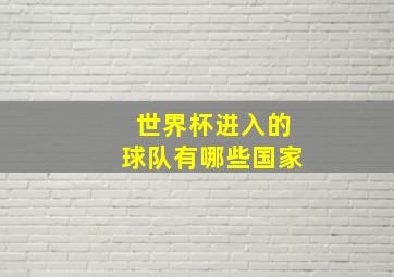 世界杯进入的球队有哪些国家