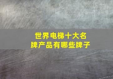 世界电梯十大名牌产品有哪些牌子