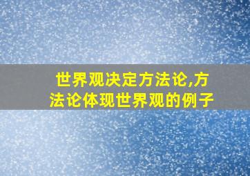 世界观决定方法论,方法论体现世界观的例子